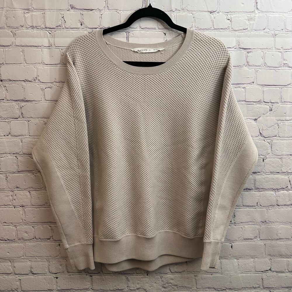 Athleta Thermal Honeycomb Dolman Sweater Waffle Knit Purple Small Wool Blend
